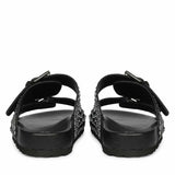 Saint Heidi Silver Strass Black Leather Flats