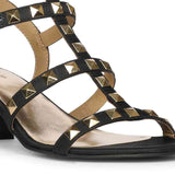 Saint Angela Gold Metal Double Buckle Block Heels