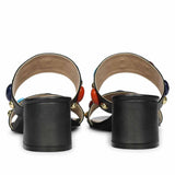 Saint Tahni Multi Stone Black Leather Block Heels