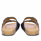 Saint Noel Black Pony Leather Sandals