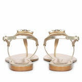 Saint Elara Stone Embellished Gold Leather Sandals