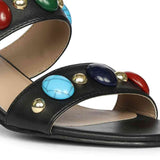 Saint Tahni Multi Stone Black Leather Block Heels