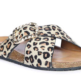 Saint Juno Leo Pony Print Leather Sandals
