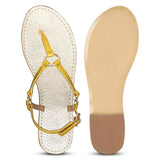 Saint Coretta O-Ring Yellow Metallic Leather Sandals