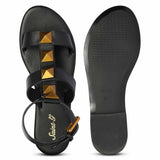 Saint Ida Metal Studded Black Leather Sandals