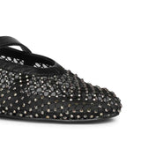 Saint Zoey Strass Embellished Black Leather Flats