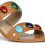 Saint Tahni Multi Stone Cuoio Leather Block Heels