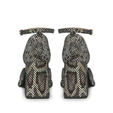 Saint Emma Brown and White Snake Print Leather Heels