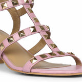 Saint Angela Lilac Leather Metal Studded Block Heels