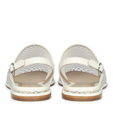 Saint Elira Strass Embellished White Mesh & Leather Flats