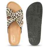Saint Juno Leo Pony Print Leather Sandals