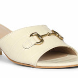 Saint Blair Off-white Croc-embossed Leather Block Heels