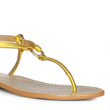 Saint Coretta O-Ring Yellow Metallic Leather Sandals
