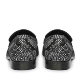 Saint Ellis White and Black Snake Print Leather Loafers.