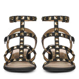 Saint Angela Gold Metal Double Buckle Block Heels