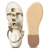 Saint Ida Metal Studded Ivory Leather Sandals