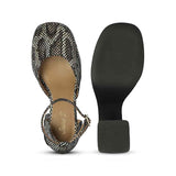 Saint Emma Brown and White Snake Print Leather Heels