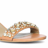 Saint Ella Stones Embellished Tan Leather Block Heels