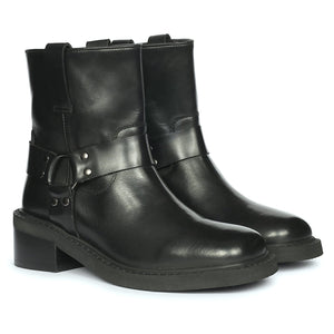 Saint Sally Saint Black Leather O-Ring High Ankle Boots