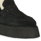 Saint Frionne Black Suede Leather Fur Lined Platform Boots