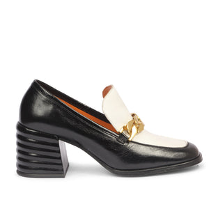 Aisling Black & White Leather Handcrafted Moccasins