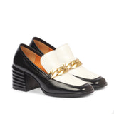 Aisling Black & White Leather Handcrafted Moccasins