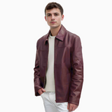 Saint Jory Maroon Leather Men's Jacket