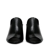 Amor Black Leather Block Heel Mules.