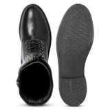 Saint Mercello Lace Up Black Leather High Tongue Tall Boots