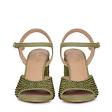 Saint Amaya Safari Leather Heels - Crystal studs for a glamorous twist on classic elegance