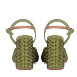 Saint Amaya Safari Leather Heels - Crystal studs for a glamorous twist on classic elegance