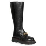 Saint Noble Horse Bit Décor Boots in Sleek Black Leather