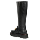 Saint Noble Horse Bit Décor Boots in Sleek Black Leather