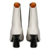 Saint Elliana White Leather Sculpted Heel Chelsea Boots