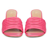 Strappy hot pink heels by Saint Bethany - elevate your style with these leather block heels