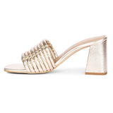 Bethany Strappy Platin Metallic Leather Block Heels
