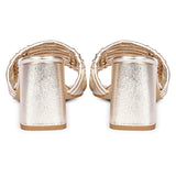 Bethany Strappy Platin Metallic Leather Block Heels