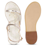 Saint Daisy Gold Leather Flat Sandal