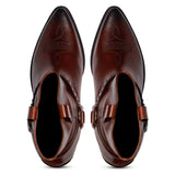 Saint Enrica Metal Studded Teak Leather Ankle Boots - SaintG India