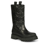 Megan Flower Cushion Quilted Pull On Calf Boots