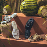 Saint Bria Sequin Black Leather Flats