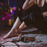 Isla Stone Embellished Straps Black Stilettos