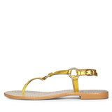 Saint Coretta O-Ring Yellow Metallic Leather Sandals