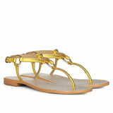 Saint Coretta O-Ring Yellow Metallic Leather Sandals