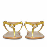 Saint Coretta O-Ring Yellow Metallic Leather Sandals