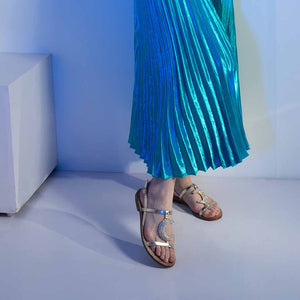 Saint Daisy Gold Leather Flat Sandal