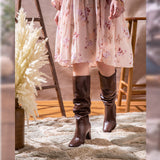 Saint Lia Brown Leather Knee High Slouch Boots - SaintG India