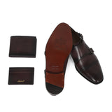 Saint Alboin Two Color Toned Red Leather Double Buckled Monk Strap Bespoke Set - SaintG India