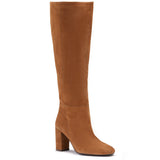 Saint Priscilla Tan Suede Leather Knee High Slouch Boots - SaintG India