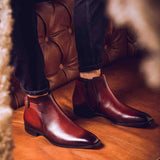 Saint Roger Red Leather Ankle Boot